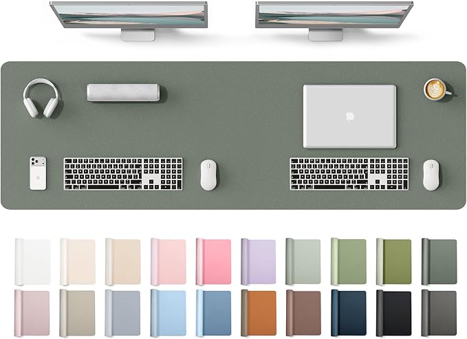 YSAGi Leather Desk Protector, Office Mat, Large Mouse Mat, Non-Slip PU Leather Blotter, Laptop Desk Mat, Waterproof Writing Pad for Office and Home(Dark Green, 63" x 17.2") by YSAGi