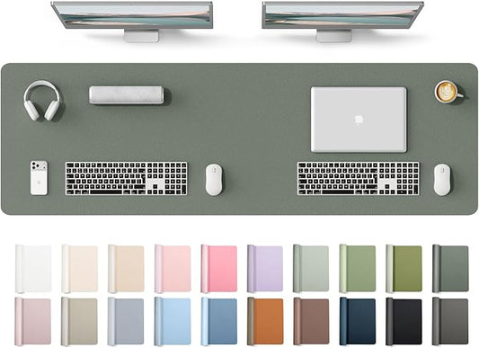 YSAGi Leather Desk Protector, Office Mat, Large Mouse Mat, Non-Slip PU Leather Blotter, Laptop Desk Mat, Waterproof Writing Pad for Office and Home(Dark Green, 63" x 17.2") by YSAGi
