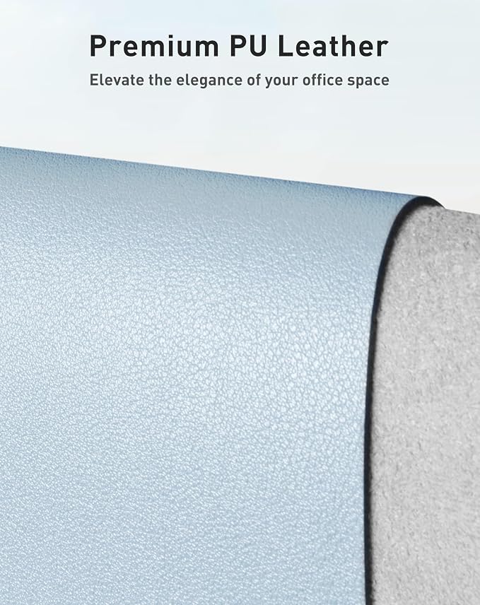 Aothia Faux Leather Desk Mat - Large Mouse Pad, Non-Slip PU Leather Blotter, Waterproof Writing Surface for Office and Home (Baby Blue, 42" x 17") - Image 2