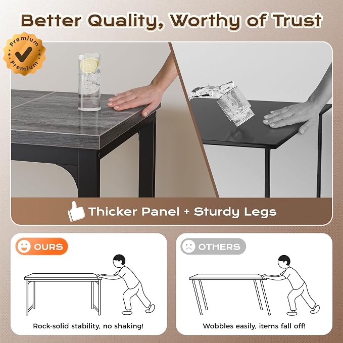 Huuger 63 x 24 inch Desk with Power Outlets & USB-C, Deeper & Thicker Desktop, Robust Metal Tubes, Computer Desk, Heavy Duty Office Desk, Work Gaming Desk, for Home Office, Grey - Image 6