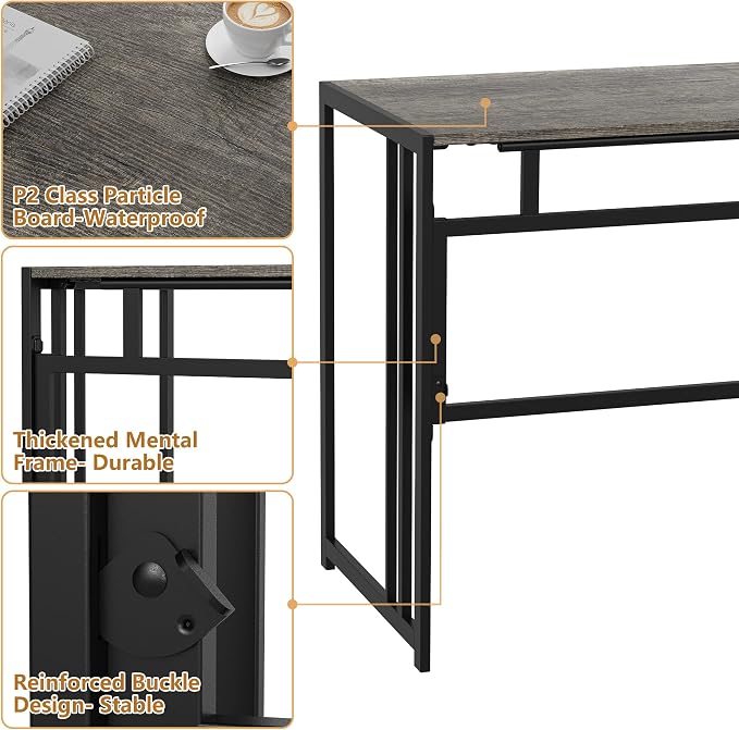 40" Folding Computer Desk No Assembly Needed Foldable Table for Small Space | Small Folding Table for Home Office, Study, Writing, Gaming, Compact RV Living, Camping, Sturdy and Easy Carry, Versatile - Image 5