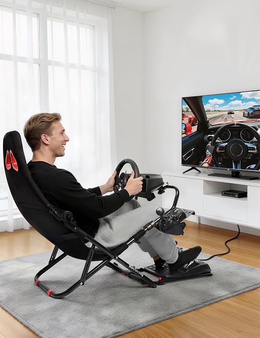 RACGTING Racing Simulator Cockpit for G920 G29 G923, Foldable Racing Simulator for Thrustmaster T248X T248 T300 T150 458 TX PS5 PS4 PC (Black) | 90% pre-assembled , Quick assembly , Space-saving Storage , Sturdy steel frame , For apartments & living rooms - Image 7