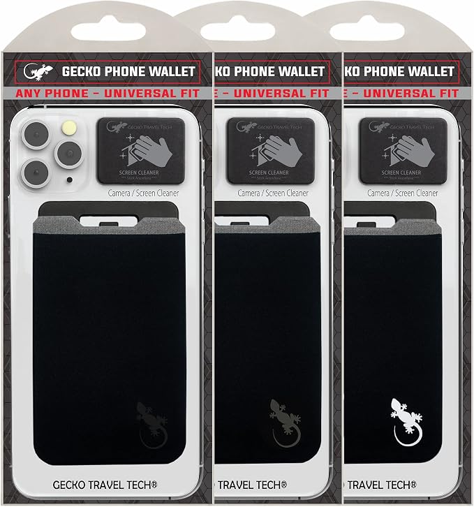 Phone Wallet - Adhesive Card Holder - Cell Phone Pouch - Stick on Lycra Pocket by Gecko - Carry Credit Cards and Cash - Image 2