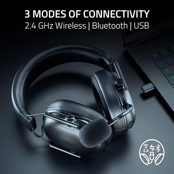 Razer BlackShark V3 X HyperSpeed Wireless PC Gaming Headset, Black | 50mm Drivers, Cardioid Mic, 2.4 GHz, Bluetooth, USB, Works with Mac, PS5, Nintendo Switch, Smartphone, 70 Hr Battery - Image 6