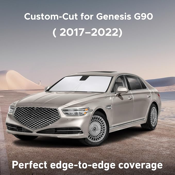 EcoNour Windshield Sunshade Compatible for Genesis G90 2017-2020 2021 2022, Sun Visor for Front Windshield & Window Sun Shade Cover, UV Heat Blocker & Protector, Car Accessories - Image 2