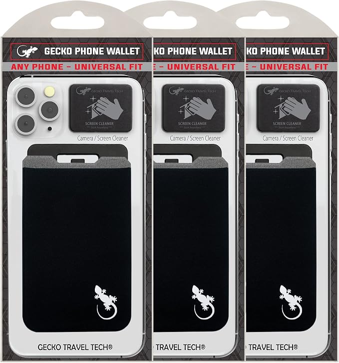 Phone Wallet - Adhesive Card Holder - Cell Phone Pouch - Stick on Lycra Pocket by Gecko - Carry Credit Cards and Cash - Image 2