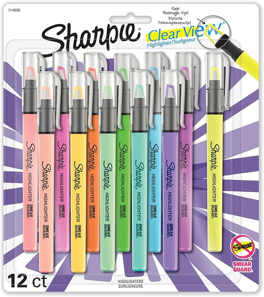 Sharpie Clear View Highlighters, With See-Through Chisel Tip, Assorted Colors, 12 Count - School, Teacher, Office Supplies by Unknown