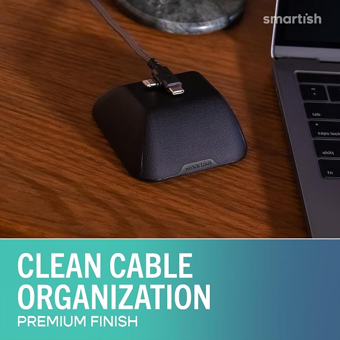 Smartish® Magnetic Cord Holder - Cable Wrangler Organizer with Magnet Clips for Charger Management on Desktop, Nightstand for USB-C + Lightning - Black Tie Affair - Image 2