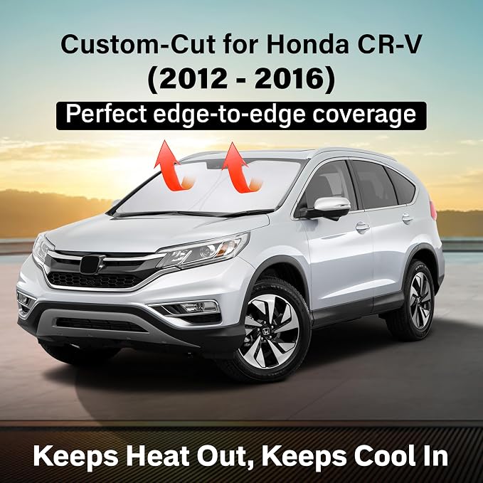 EcoNour Windshield Sunshade Compatible for Honda CR-V 2012-2014 2015 2016, LX, EX, EX-L, Sport, Sport-L, Touring, Sun Visor for Front Window Sun Shade Cover, UV Protector, Car Accessories - Image 2