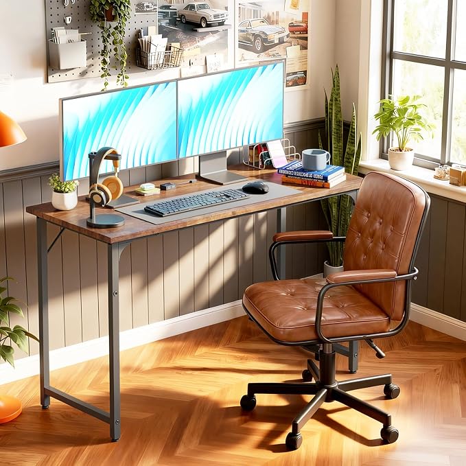 BestOffice Computer Desk,Home Office Desk, Modern Simple Style for Home Office Study Writing (Vintage, 47 Inch) - Image 2