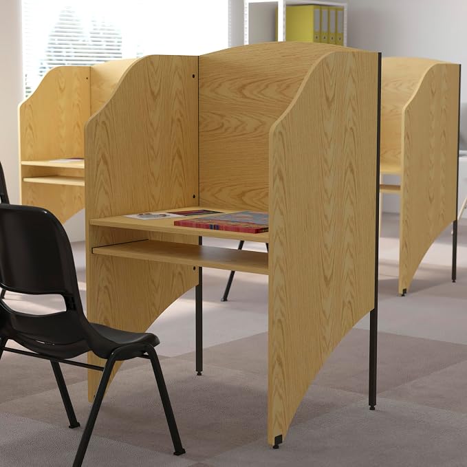 Flash Furniture Kevin Starter Study Carrel in Oak Finish - Image 2