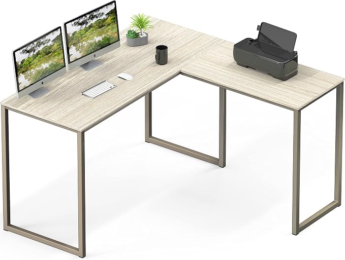 SHW Mission 48 x 48 L-Shape Home Office Computer Desk, Maple | Reversible Desktop Design by SHW