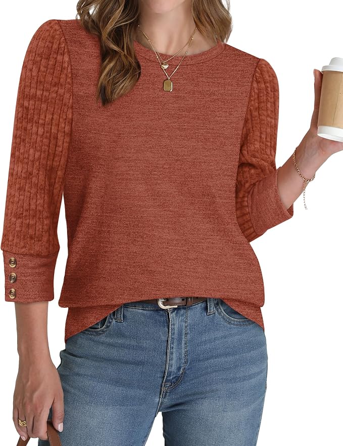 WIHOLL 3/4 Length Sleeve Womens Tops Sweaters Shirts Lightweight Spring Outfits 2026 Winter Clothing S-2XL - Image 2