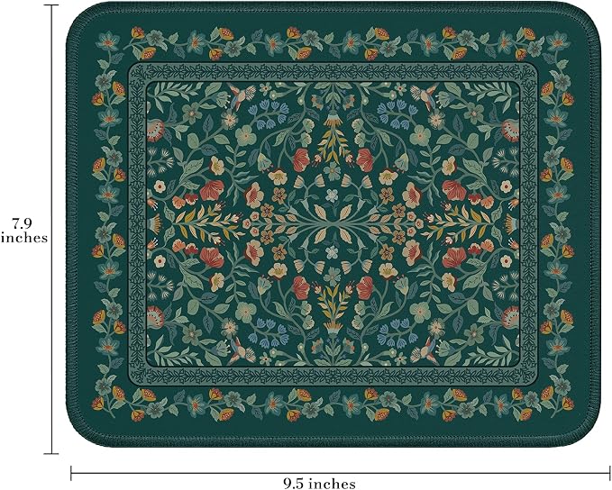 iCasso Aesthetic Small Mouse Pad, 9.5x7.9in,Home Office,Deep Green | Mini Portable Travel Mousepad, Anti-Slip and Comfortable Cloth Mouse Mat with Stitched Edges for Computer, Home - Image 2