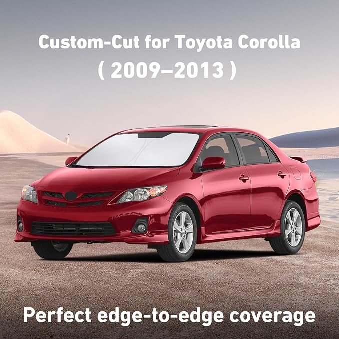 EcoNour Windshield Sunshade Compatible for Toyota Corolla 2009-2011 2012 2013 LE, XLE, S, XRS Sun Visor for Front Windshield & Window Sun Shade Cover, UV Heat Blocker & Protector, Car Accessories - Image 2