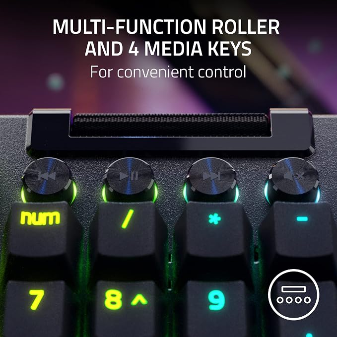 Razer BlackWidow V4 Pro Wired Mechanical Gaming Keyboard, Yellow Switches | Linear & Silent Switches, Doubleshot ABS Keycaps, Command Dial, 8 Dedicated Macro Keys, Chroma RGB, Snap Tap, Wrist Rest - Image 7