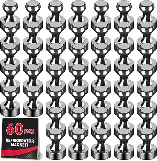 LOVIMAG Fridge Magnets 60Pcs, Magnet for Refrigerator Whiteboard, Black | Small Strong Neodymium Metal Cute Push Pin for Classroom, Kitchen, Accessories Decorative, Office, Calendar by LOVIMAG