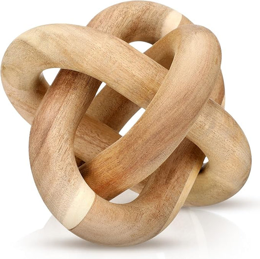 Yalikop 3 Link Wood Knot Decor Rustic Home Décor Accents Hand Carved Coffee Table Decoration, Boho Chain Link Decoration, Modern Shelf, Rustic Objects for Home Living Room Bedroom(Acacia Wood) by Yalikop