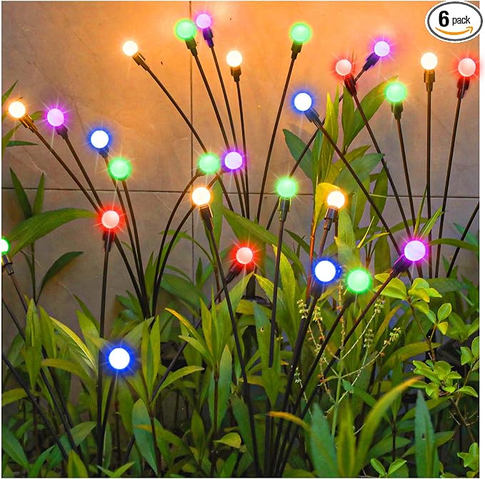TONULAX Solar Garden Lights, Starburst Swaying Light - Swaying When Wind Blows, Solar Lights Outdoor Decorative, Color Changing RGB Light for Yard Patio Pathway Decoration(6 Pack) by TONULAX