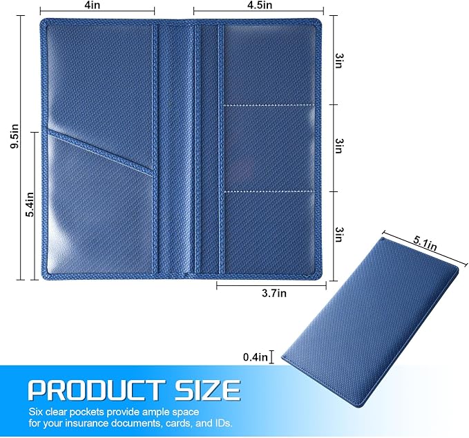 JUSTTOP 1Pack Car Registration and Insurance Holder,Car Document Holder for Cards License with Magnetic Shut,Vehicle Glove Box Car Organizer for Documents, Cards, License(Carbon Fiber Blue) - Image 2
