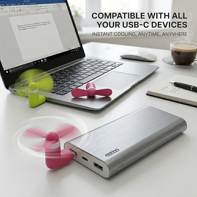 6Pack Type USB C Tiny Portable Phone Fan, Compatible with Apple iPhone 16/16p/16promax 15/15 Pro /15 Pro Max, Compatible with Samsung Galaxy S24 / S23 / 23 Ultra/ 24 Ultra/25 Ultra - Image 4