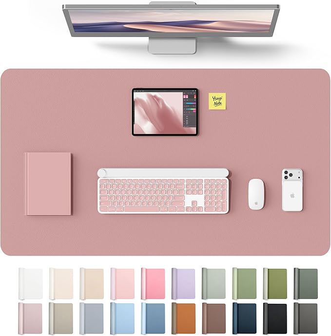 YSAGi Leather Desk Protector, Office Mat, Large Mouse Mat, Non-Slip PU Leather Blotter, Laptop Desk Mat, Waterproof Writing Pad for Office and Home(Pale Mauve, 40" x 24") by YSAGi