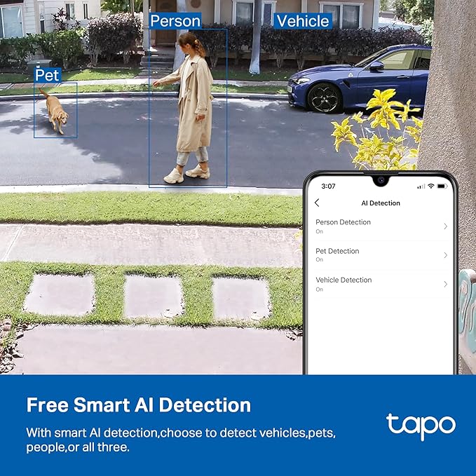 Tapo 2K+ Indoor/Outdoor Wired Security Camera - Person/Pet/Vehicle Detection, Baby Monitoring, Color Night Vision, IP66 Weather Resistant, Subscription-Free Local Storage or Optional Cloud, C121 - Image 3