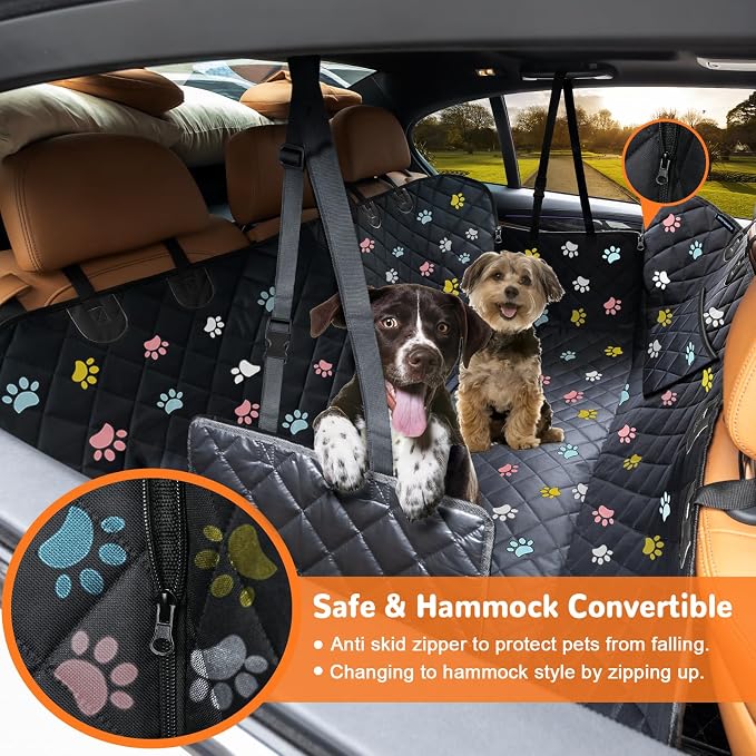 URPOWER Dog Car Seat Cover for Pets 100% Waterproof Seat Cover Hammock 600D Heavy Duty Scratch Proof Nonslip Durable Soft Back Seat Covers for Full Size Trucks - Image 2