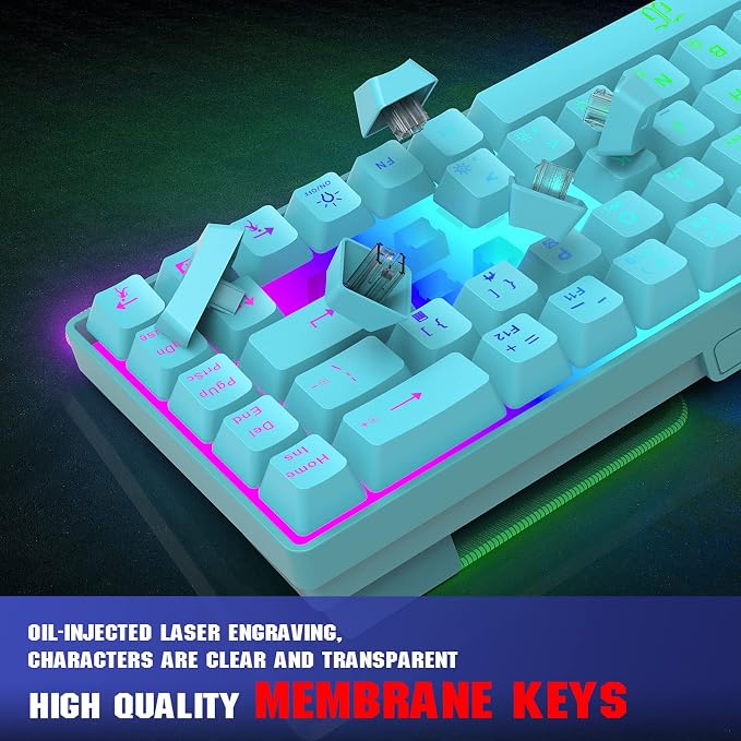Snpurdiri 65% Membrane Gaming Keyboard, RGB (68 Keys,Blue) | Compact Wired Small Gaming Keyboard for PC/Mac Gamer, Typist, Travel, Easy to Carry on Business Trip - Image 6
