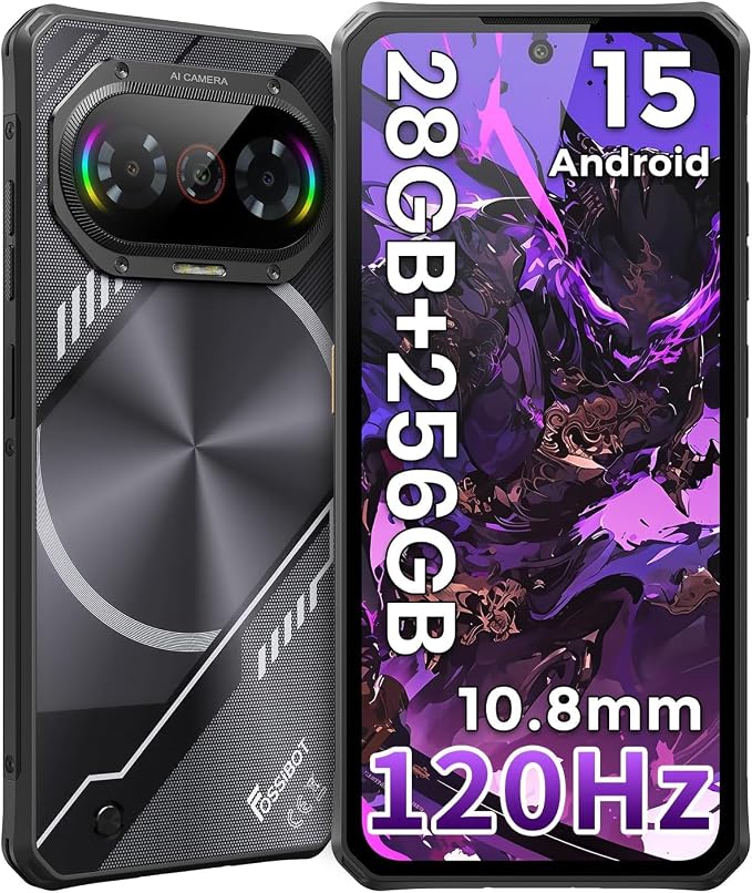 FOSSIBOT F114 28GB+256GB Rugged Phone,120Hz+6.67" Gorilla Glass Phone, | Slim 10.8mm, Android 15 Waterproof Smartphone, 50MP AI Camera, 5000mAh Dual SIM 4G T-Mobile/NFC/IP68/IP69K by FOSSIBOTSolarGenerator