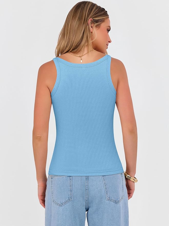 ANRABESS V Neck Tank Tops for Women Ribbed Knit Camisole 2026 Summer Casual Sleeveless Slim Fitted Basic Cami Shirts Clothes - Image 5