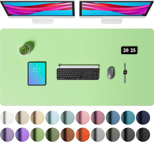 Aothia Faux Leather Desk Mat – Large Mouse Pad, Non-Slip PU Leather Blotter, Waterproof Writing Surface for Office and Home (Foam Green, 47.2" x 23.6") by AothiaSimpleNaturalUnique