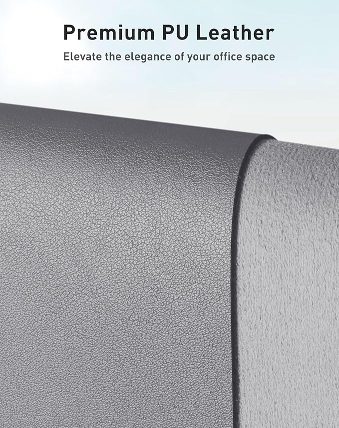 Aothia Faux Leather Desk Mat - Large Mouse Pad, Non-Slip PU Leather Blotter, Waterproof Writing Surface for Office and Home (Light Grey, 40" x 24") - Image 2