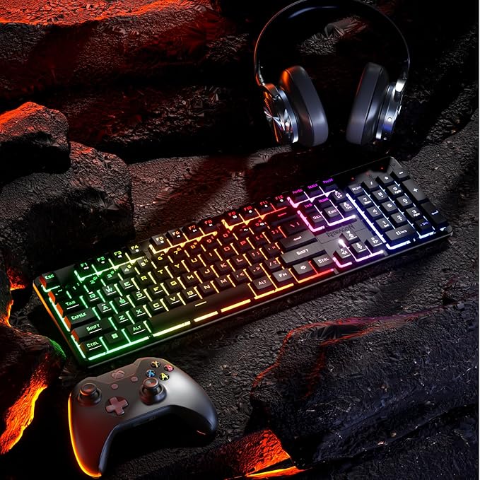 Redragon K521 Upgrade Rainbow LED Gaming Keyboard, 104 Keys Wired Mechanical Feeling Keyboard with Multimedia Keys, One-Touch Backlit, Anti-Ghosting, Compatible with PC, Mac, PS4/5, Xbox - Image 7