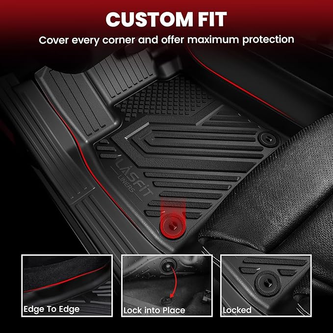 LASFIT Floor Mats & Cargo Mat for Honda HRV 2016-2022 (AWD Model), All Weather TPE Custom Fit HR-V Floor Liner Accessories, 1st & 2nd Row & Trunk Mat Full Set, Black (Not for FWD) - Image 3