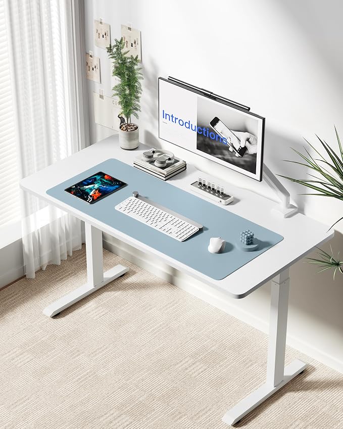 YSAGi Leather Desk Protector, Office Mat, Large Mouse Mat, Non-Slip PU Leather Blotter, Laptop Desk Mat, Waterproof Writing Pad for Office and Home(Ice Blue, 42" x 17.2") - Image 2