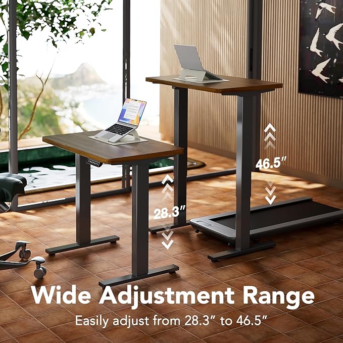 HUANUO 55 x 28 inch Electric Standing Desk Adjustable Height, 4 Memory Height Settings, Sit Stand Up Desk for Home Office & Computer Workstation, Black Walnut - Image 5