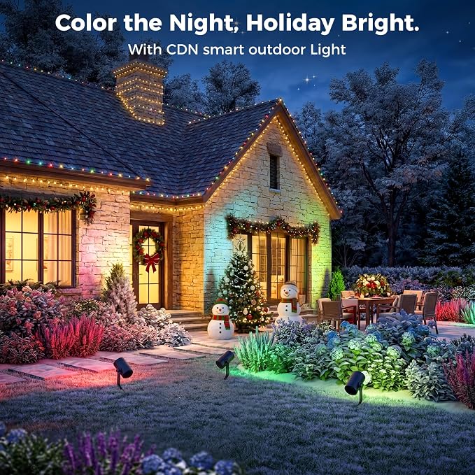 CDN Smart Landscape Spotlights, 4 Pack RGBCW Outdoor Lights, IP65 Waterproof & Dimmable, Compatible with Alexa/Google Assistant, for Garden Yard Pathway Decor - Image 7