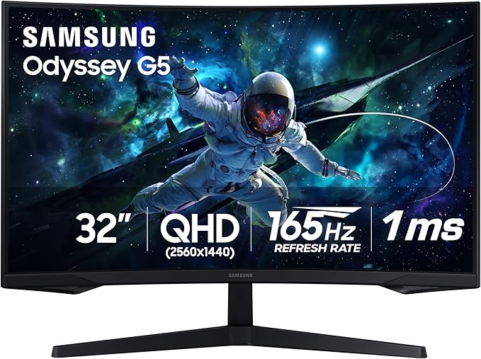 Samsung 32" Odyssey (G55C) Series QHD 1000R Curved Gaming Monitor, | 165Hz, 1ms(MPRT), HDR10, AMD Radeon FreeSync, Eye Care, Glare Free, Sharp Resolution (LS32CG550ENXZA) by Unknown