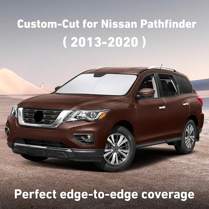 EcoNour Windshield Sunshade Compatible for Nissan Pathfinder 2013-2018 2019 2020, Sun Visor for Front Windshield & Window Sun Shade Cover, UV Heat Blocker & Protector, Car Accessories - Image 2