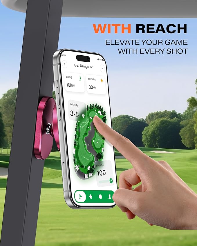 A2C Burgundy Alloy Magnetic Golf Cart Phone Holder, Women Golf Accessories | Rose Red Golf Gifts for Female Golfers Ladies Her Girls Mom Mother Wife, Golf Accessories Essential Fits EZGO Club Car Yamaha - Image 2