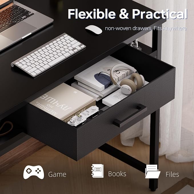 Pamray 32 Inch Small Computer Desk with Drawers for Bedroom Small Spaces | Compact, Sturdy, Easy Assembly, Mini, Suitable for Dorm and Apartment, Study and Writing - Image 6