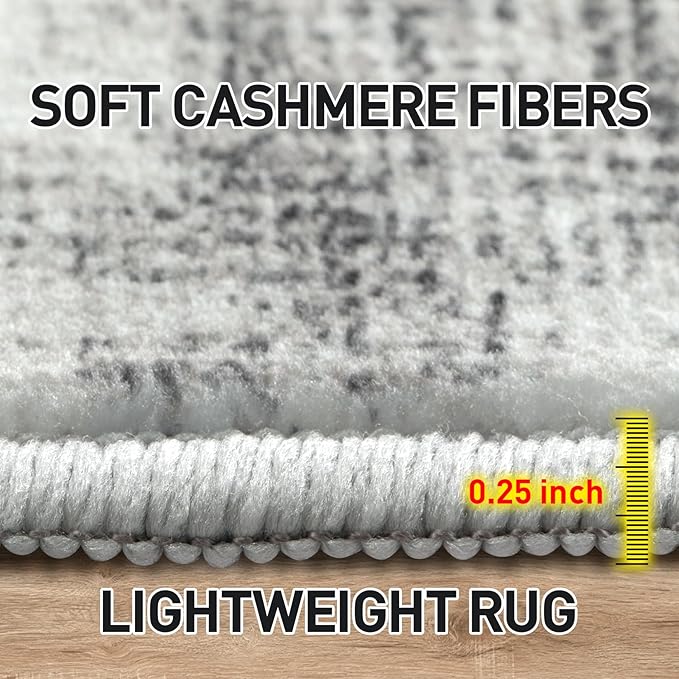 6x9 Area Rugs Washable Rug: Large Modern Abstract Living Room Rug Soft Anti-Skid Thin Carpet Indoor Floor Non-Shedding Carpets for Bedroom Dining Room Farmhouse Nursery Home Office Black Grey - Image 7