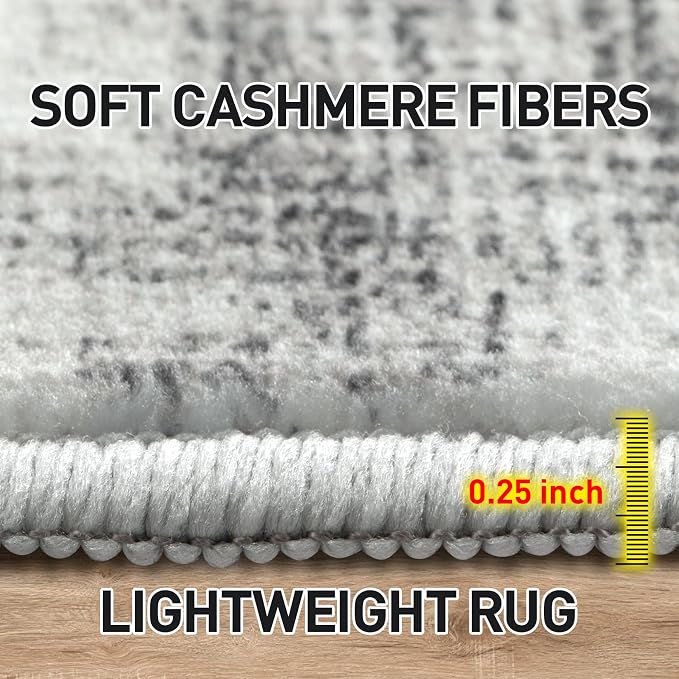 4x6 Area Rugs Washable Rug: Modern Abstract Living Room Rug Soft Anti-Skid Thin Carpet Indoor Floor Non-Shedding Carpets for Bedroom Dining Room Farmhouse Nursery Home Office - Black Grey - Image 5