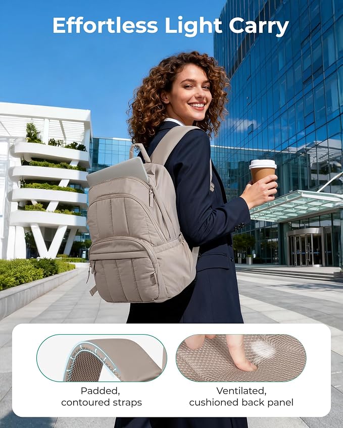 BAGSMART College Laptop Backpack,Cute Travel Backpack for Women,Quilted Computer Bookbag - Image 5