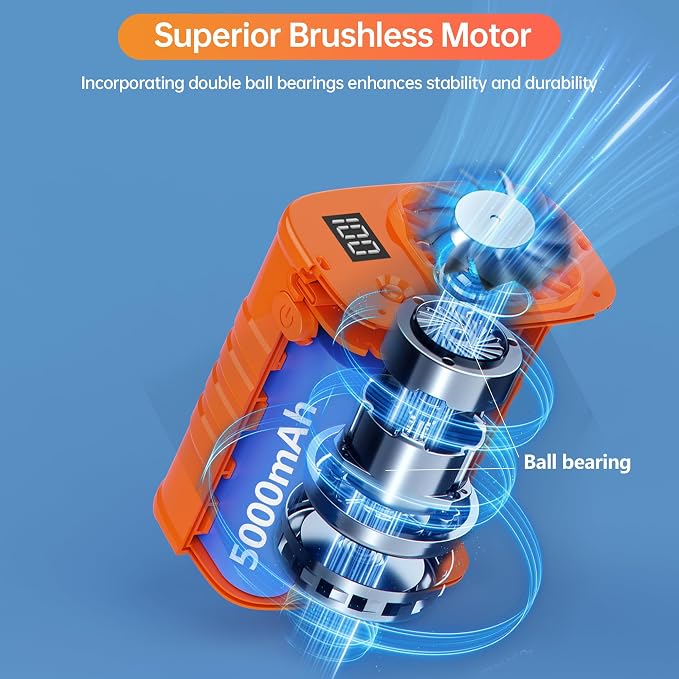 Waist Fan, 5000mAh Rechargeable Belt Clip Fan, 39ft/s Strong Airflow, 5 Speeds, Up to 29H, Wearable Hands-Free Body Cooling with Bottom Air Intake, USB-C for Jobsite Camping Farm - Image 4