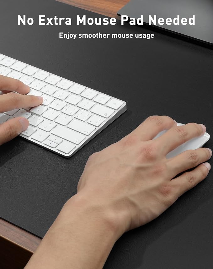 Aothia Faux Leather Desk Mat - Large Mouse Pad, Non-Slip PU Leather Blotter, Waterproof Writing Surface for Office and Home (Black, 63" x 17") - Image 4
