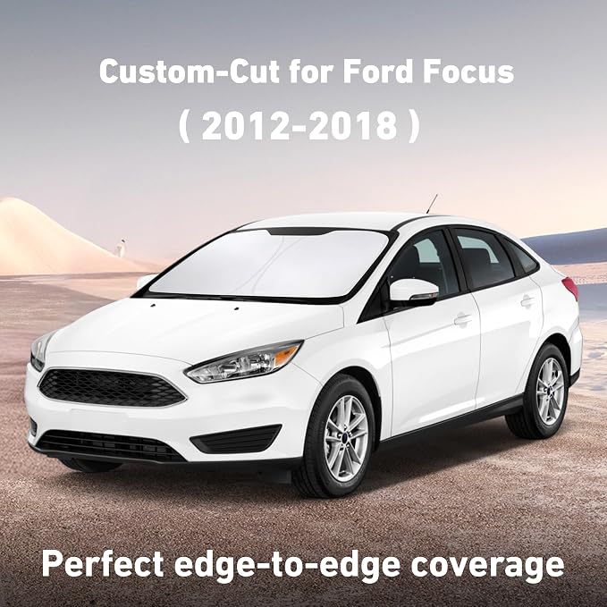 EcoNour Windshield Sunshade Compatible for Ford Focus 2012-2016 2017 2018, Sun Visor for Front Windshield & Window Sun Shade Cover, UV Heat Blocker & Protector, Car Accessories - Image 2