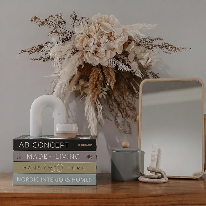 PROBENEX 4 Pcs Decorative Books | Faux Olive Coffee Table & Shelf Decor | Earthy Botanical Look for Living Room, Office and Entryway - Not Real, Tool-Free 2-Min Setup - Image 8