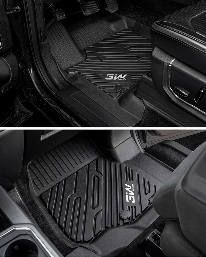 3W Floor Mats Fit for Ford F250 F350 F450 F550 2017-2025 2026 Super Duty Crew Cab with Under Seat Storage, All Weather TPE Custom Fit F 250 Floor Liner(Not for Vinyl Floor), Front Row,2-pc Black - Image 9